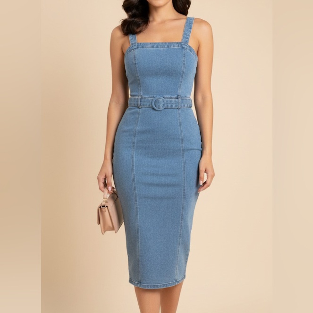 sleeveless blue dress for any occasion, comfortable size  m